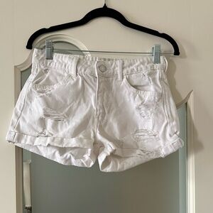 H&M White Distressed Jean Shorts